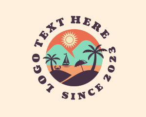Tropical - Mountain Beach Scenery logo design
