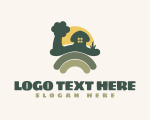 Hut - Rural Farm Field logo design