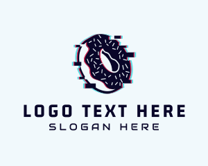 Food Delivery - Glitch Donut Dessert logo design