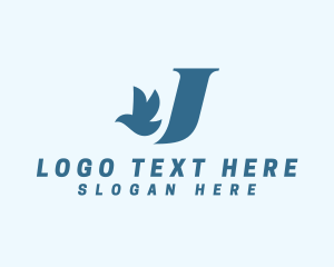 Letter J - Flying Dove Bird logo design