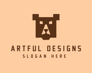 Digital Pixel Bear logo design