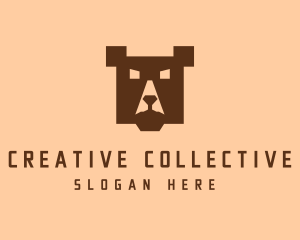 Digital Pixel Bear logo design