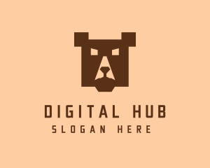 Digital Pixel Bear logo design