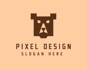 Digital Pixel Bear logo design