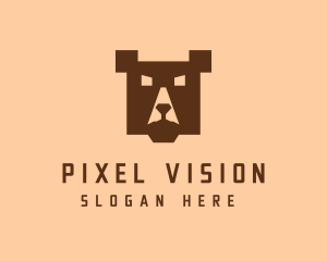 Digital Pixel Bear logo design