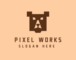 Pixel - Digital Pixel Bear logo design