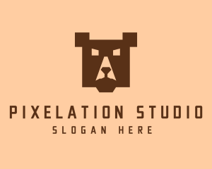 Digital Pixel Bear logo design