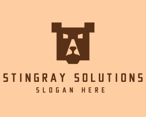 Digital Pixel Bear logo design