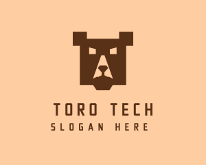 Digital Pixel Bear logo design