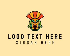 Tribal - Mayan Head Mask logo design
