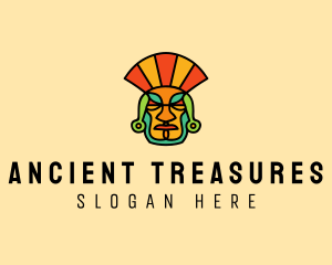 Mayan Head Mask logo design