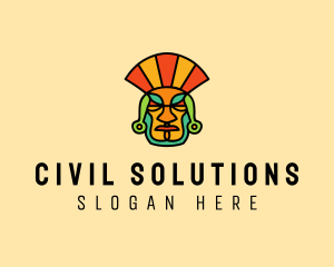 Mayan Head Mask logo design