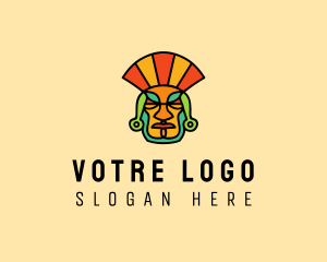 Multicolor - Mayan Head Mask logo design