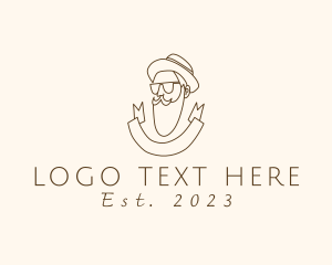 Ribbon - Retro Hipster Beard Man logo design