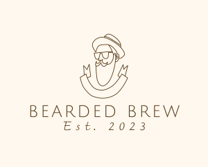 Retro Hipster Beard Man logo design