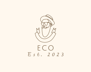 Hatter - Retro Hipster Beard Man logo design