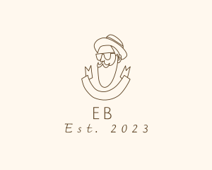 Barber - Retro Hipster Beard Man logo design