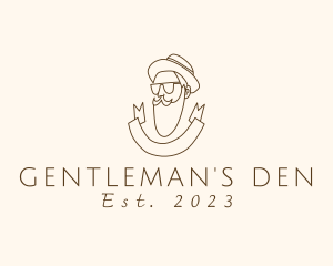 Retro Hipster Beard Man logo design