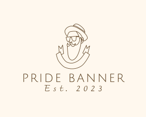 Retro Hipster Beard Man logo design