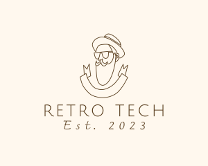 Retro Hipster Beard Man logo design