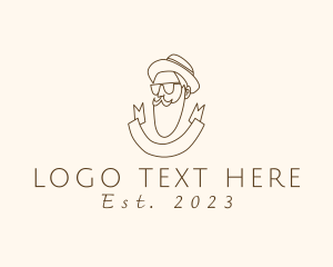 Hippy - Retro Hipster Beard Man logo design