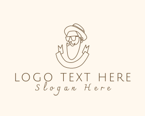 Retro Hipster Beard Man Logo