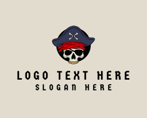 Pirate - Skull Pirate Bone logo design
