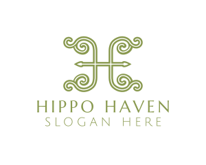 Elegent Green H logo design