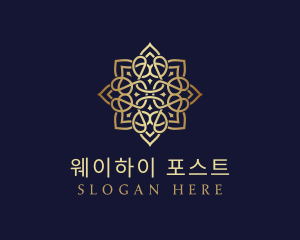 Golden Luxury Flower logo design