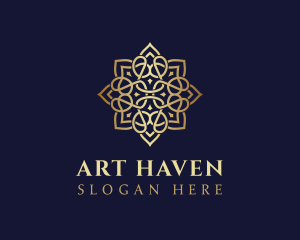 Golden Luxury Flower logo design