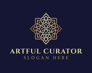 Golden Luxury Flower logo design