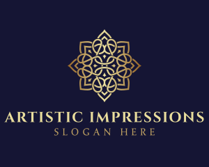 Golden Luxury Flower logo design