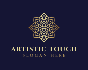 Golden Luxury Flower logo design