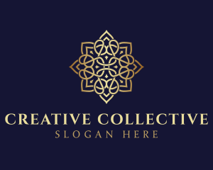 Golden Luxury Flower logo design