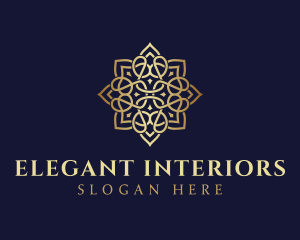 Golden Luxury Flower logo design