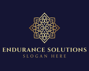 Golden Luxury Flower logo design