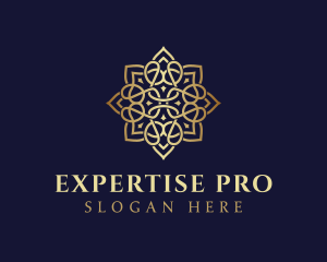 Golden Luxury Flower logo design