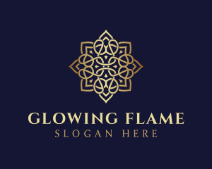 Golden Luxury Flower logo design