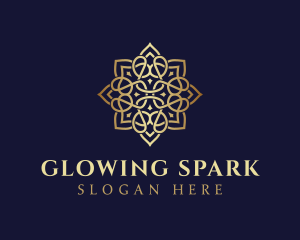 Golden Luxury Flower logo design