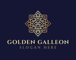 Golden Luxury Flower logo design