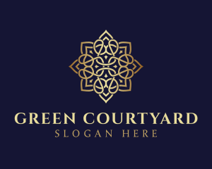 Golden Luxury Flower logo design