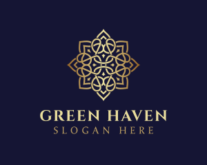 Golden Luxury Flower logo design