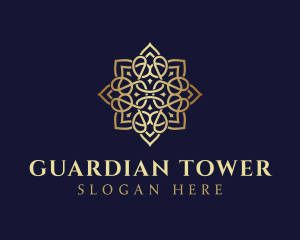 Golden Luxury Flower logo design