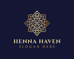 Henna - Golden Luxury Flower logo design