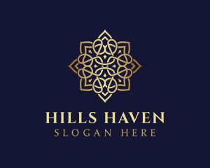 Golden Luxury Flower logo design