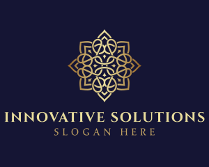 Golden Luxury Flower logo design