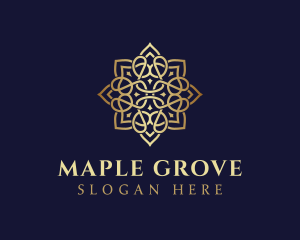 Golden Luxury Flower logo design