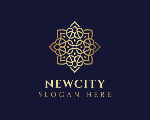 Golden Luxury Flower logo design