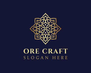 Golden Luxury Flower logo design