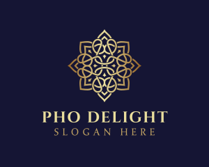 Golden Luxury Flower logo design